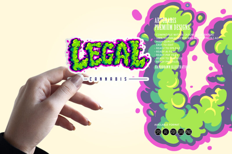 Legal cannabis smoke effect lettering words svg