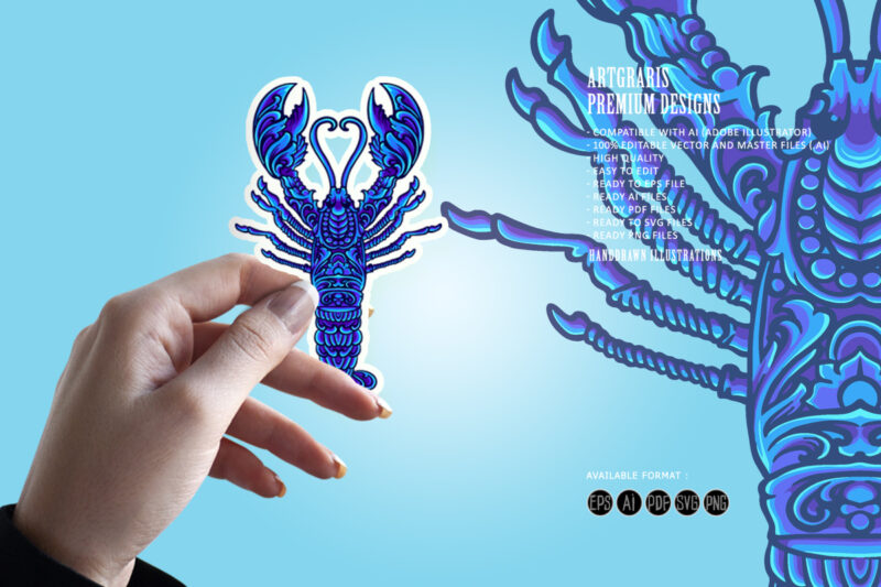 Classic elegant lobster ornament svg