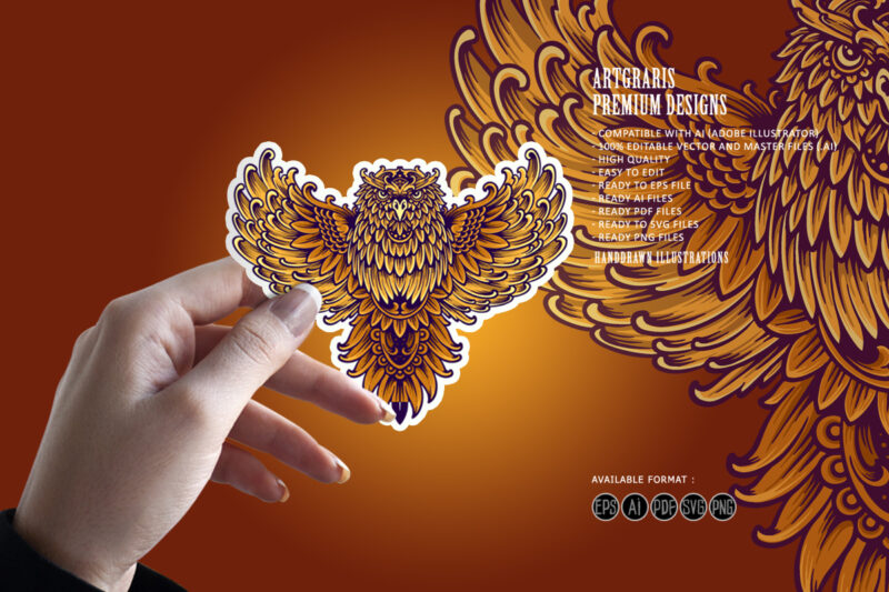 Flying owl classic ornament svg