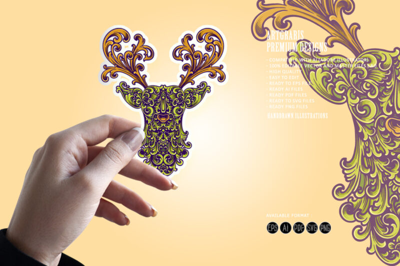 Deer head classic ornament svg