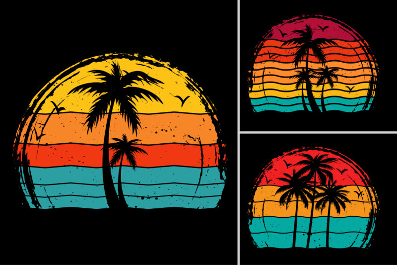 Sunset T-Shirt Design Graphic Bundle