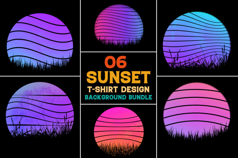 Sunset Retro Vintage Grunge Background Bundle for T-Shirt Design