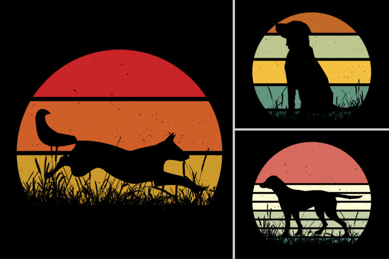 Dog Cat Sunset T-Shirt Design Graphic Bundle