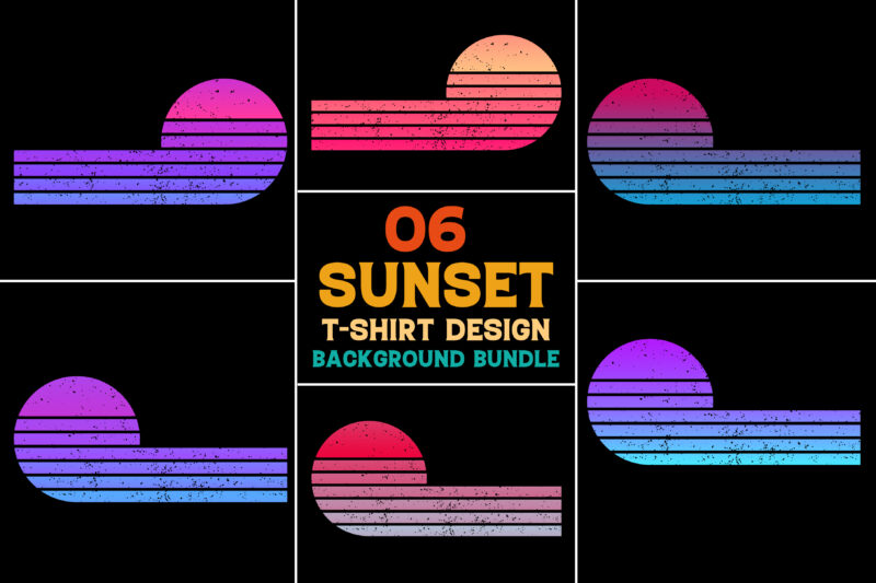 Sunset Retro Vintage Grunge Background Bundle for T-Shirt Design