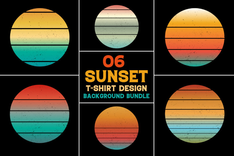 Retro Vintage Sunset Colorful Background for T-Shirt Design