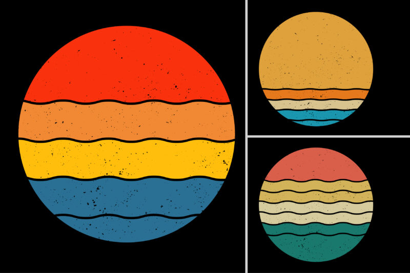 Sunset Vintage Retro Grunge Background Bundle for T-Shirt Design
