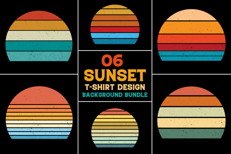 Retro Vintage Sunset Colorful Background for T-Shirt Design