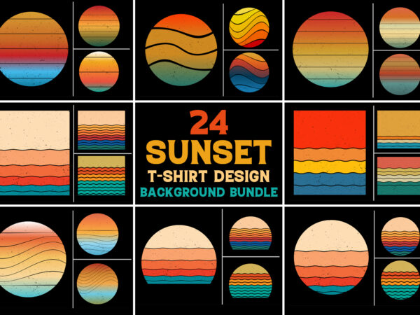 Sunset retro vintage grunge background bundle for t-shirt design