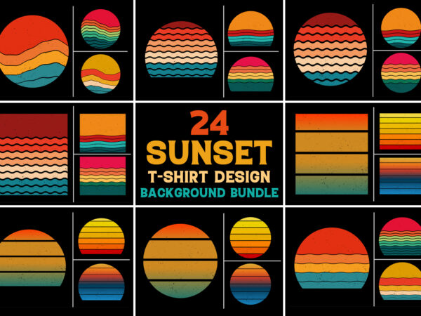 Sunset retro vintage grunge background bundle for t-shirt design
