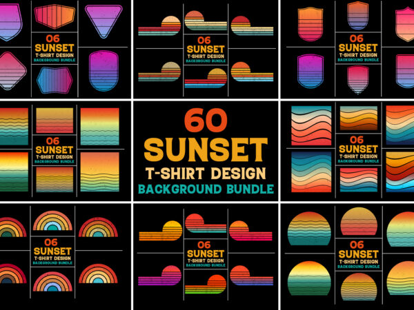 Sunset retro vintage grunge background bundle for t-shirt design