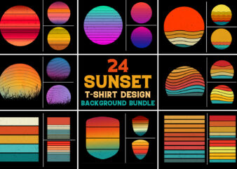 Sunset Retro Vintage Grunge Background Bundle for T-Shirt Design