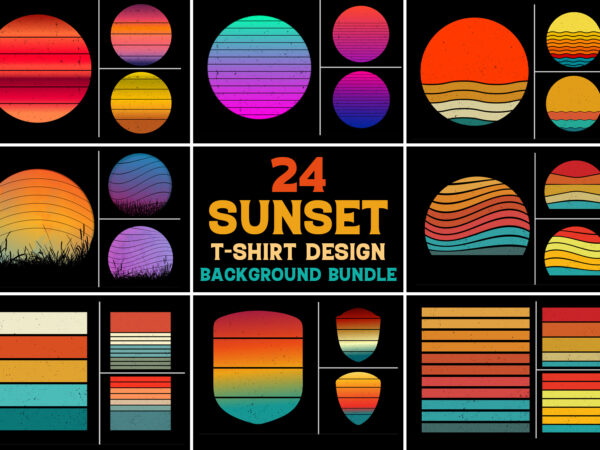 Sunset retro vintage grunge background bundle for t-shirt design