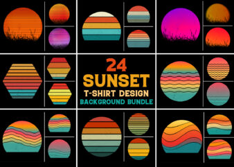 Sunset Retro Vintage Grunge Background Bundle for T-Shirt Design