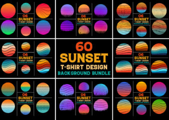 Sunset Retro Vintage Grunge Background Bundle for T-Shirt Design