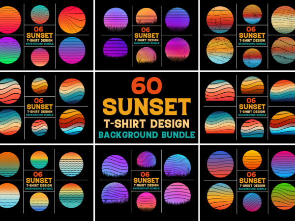 Sunset retro vintage grunge background bundle for t-shirt design