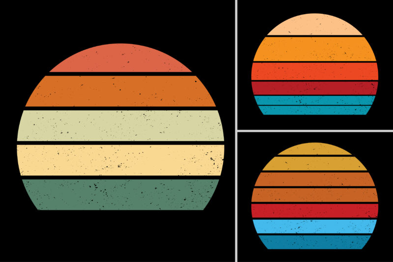 Retro Vintage Sunset T-Shirt Design Background Vector Bundle