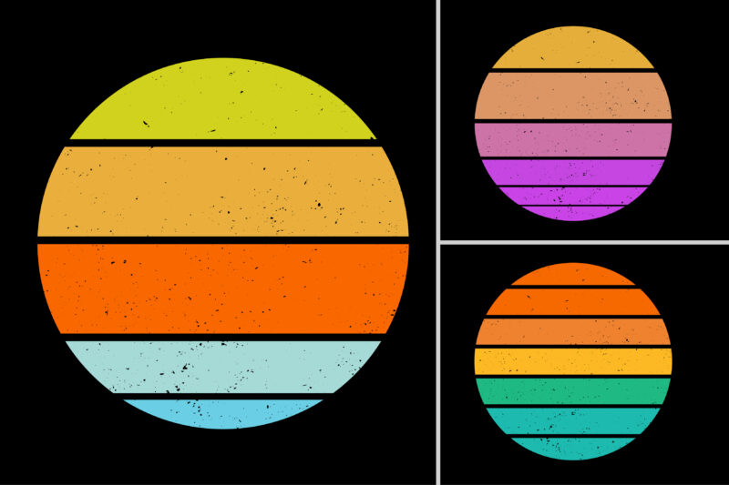 Sunset Vintage Retro Grunge Background Bundle for T-Shirt Design