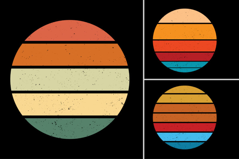 Retro Vintage Sunset T-Shirt Design Background Vector Bundle