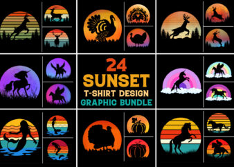 Sunset T-Shirt Design Graphic Background Bundle