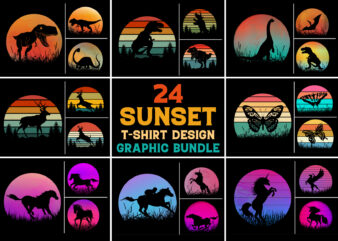 Sunset T-Shirt Design Graphic Background Bundle
