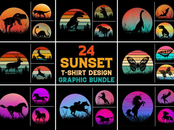 Sunset t-shirt design graphic background bundle