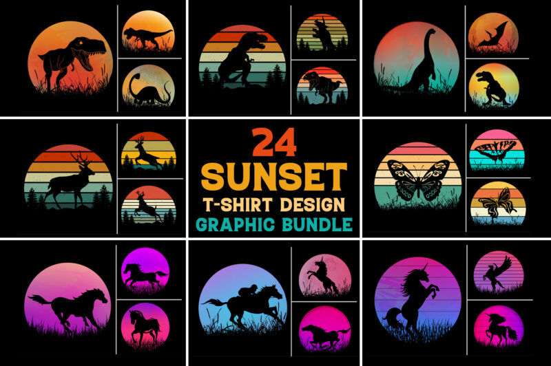 Sunset T-Shirt Design Graphic Background Bundle