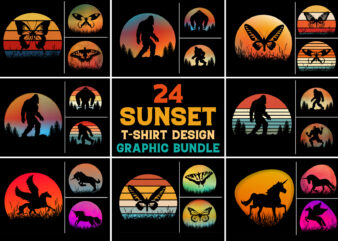 Sunset T-Shirt Design Graphic Bundle