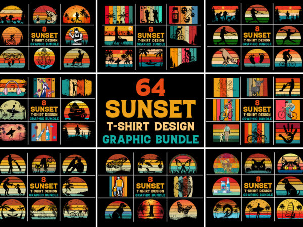 Sunset t-shirt design graphic bundle