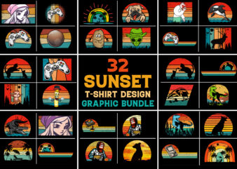 Sunset T-Shirt Design Graphic Bundle