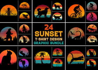 Sunset T-Shirt Design Graphic Bundle