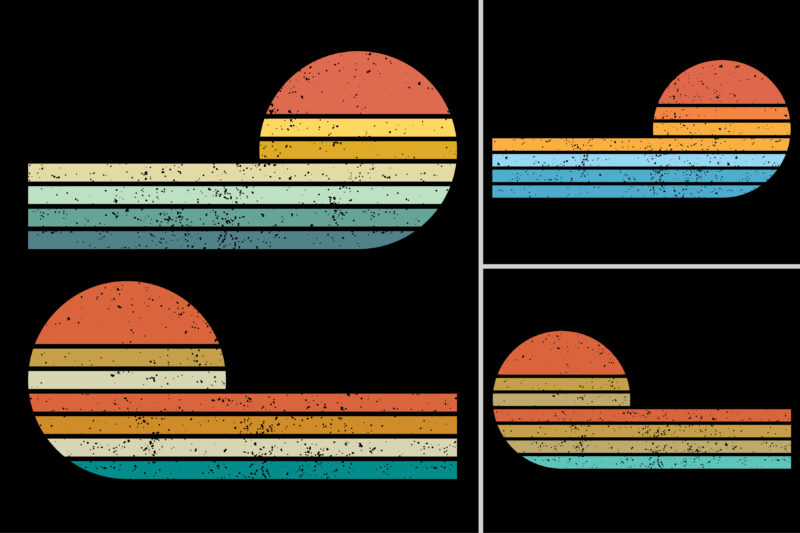 Sunset Vintage Retro Grunge Background Bundle for T-Shirt Design