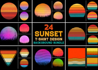 Sunset Vintage Retro Grunge Background Bundle for T-Shirt Design