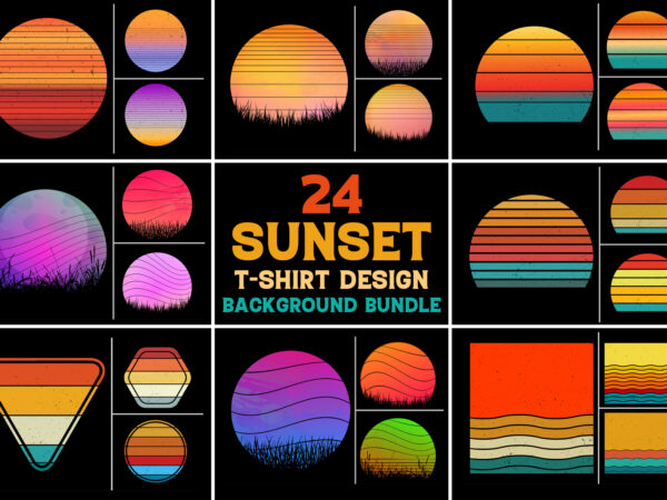 Sunset vintage retro grunge background bundle for t-shirt design