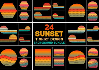 Sunset Vintage Retro Grunge Background Bundle for T-Shirt Design