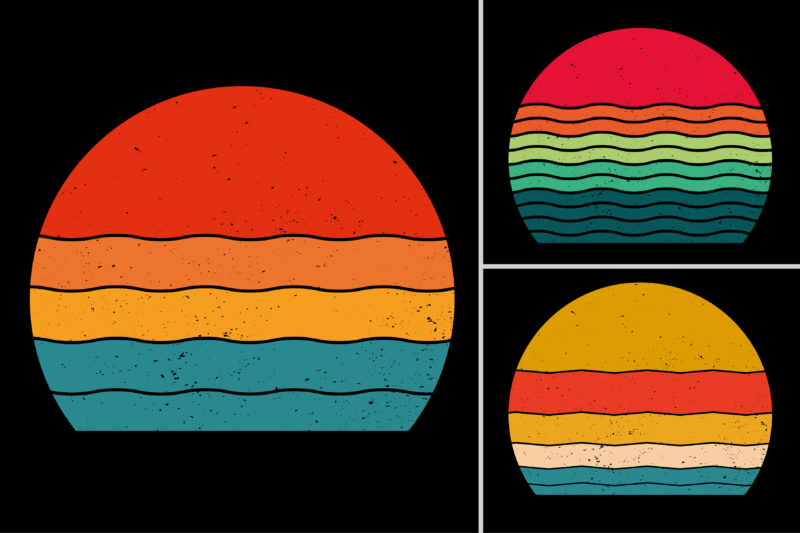 Sunset Retro Vintage Grunge Background Bundle for T-Shirt Design