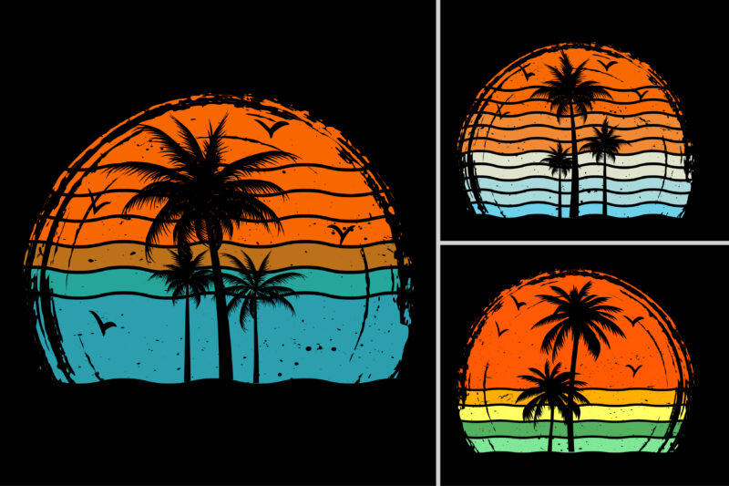 Sunset T-Shirt Design Graphic Bundle