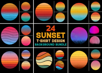 Sunset Vintage T-Shirt Design Background Vector Bundle