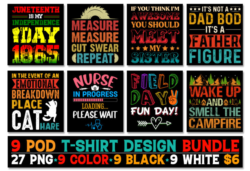 T-Shirt Design Bundle-Typography T-Shirt Design