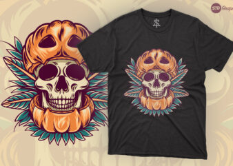 Pumpkin Skull – Retro Illustration