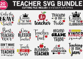 Teacher SVG Bundle t shirt designs for sale