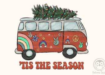 Tis the Season HIppie Christmas Sublimation t shirt designs for sale