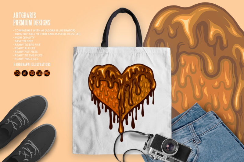 Heart love dripping chocolate svg