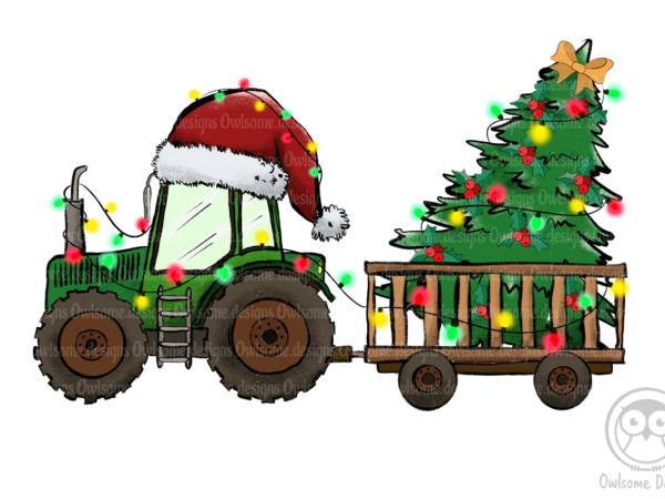 Tractor farm christmas sublimation t shirt designs for sale