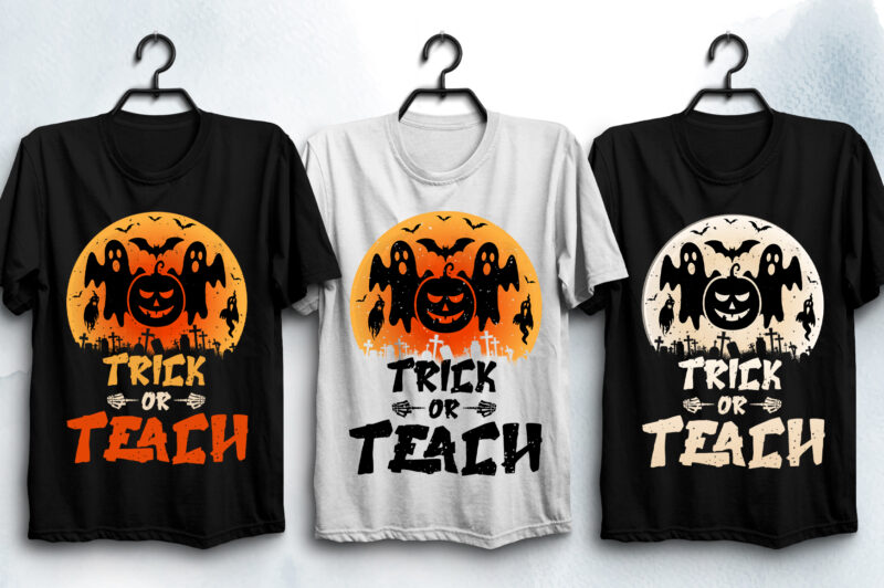 Trick Or Teach Halloween T-Shirt Design