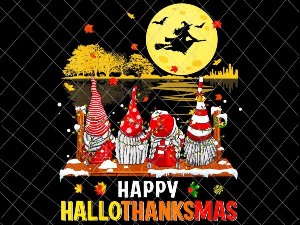 Happy hallothanksmas png, gnomes halloween thanksgiving christmas png, gnomes hallothanksmas png, gnomes thanksgiving png, gnomes christmas png graphic t shirt