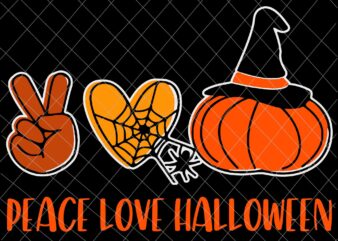 Peace Love Halloween Svg, Halloween Cool Pumpkin Svg, Quote Peace Halloween Svg t shirt illustration