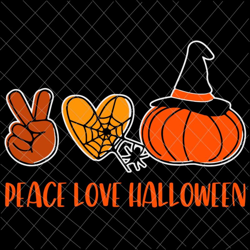 Peace Love Halloween Svg, Halloween Cool Pumpkin Svg, Quote Peace Halloween Svg