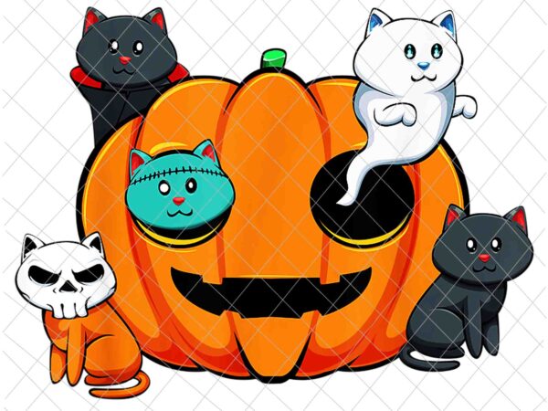 Pumpkin monster cats halloween png, lazy halloween cute kittens png, cat halloween png, ghost cat halloween png, monster cats halloween png t shirt illustration