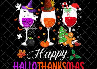 Happy Hallothanksmas Wine Glasses Png, Wine Halloween Thanksgiving Png, Hallothanksmas Wine Png graphic t shirt