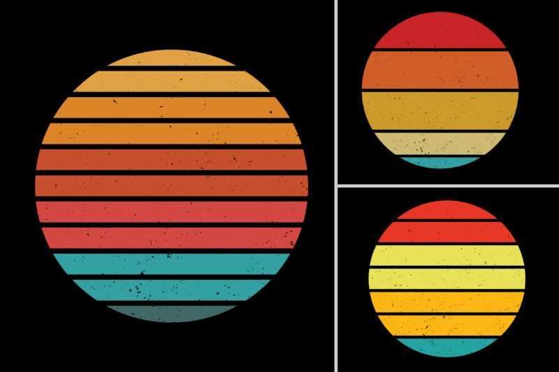 Retro Vintage Sunset Grunge Background Bundle for T-Shirt Design